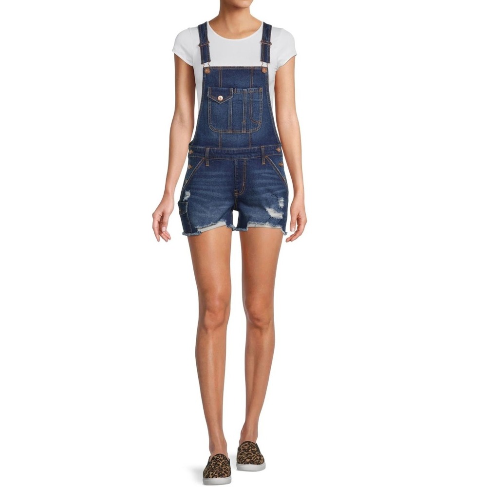 JR XXL 19 PLUS No Boundaries denim cutoff overalls shorts farm country blue girl